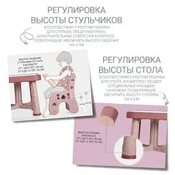 Дитячий функціональний столик і два стільчики Poppet Пудра, рожевий (PP-001P) - мініатюра 7