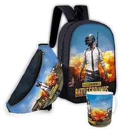 Набор детский Пабг "PUBG" рюкзак рюкзак 36х27см сумка-бананка, кружка с принтом для мальчика (01566)