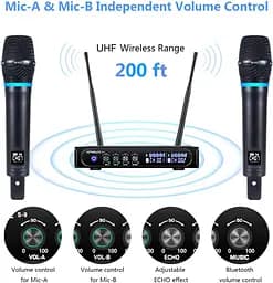 Бездротова мікрофонна система S9 UHF караоке мікрофон бездротовий з Bluetooth - мініатюра 2