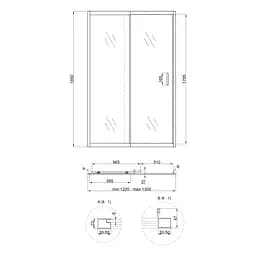Душові двері в нішу Qtap Taurus CRM2012-13.C6 120-130x185 см, скло Clear 6 мм, покриття CalcLess, універсальні, прозорий - мініатюра 2
