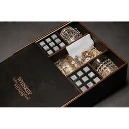 Подарунковий набір Whiskey Stones камені для віскі 18 штук + інструкція + щипці + мішечок для зберігання + 4 склянки та декантер - мініатюра 3