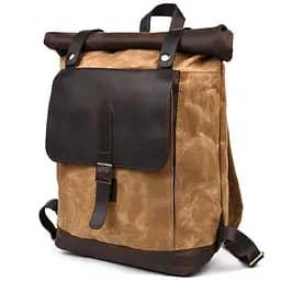 Рюкзак из лошадиной кожи и вощеного канваса ролл-ап TARWA 40х31х13 см sum0028439