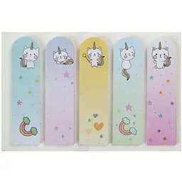Закладки паперові ZiBi Kids Line Catycorn з клейким шаром 5 дизайнів 44x12 мм 100 шт. (ZB.15106)