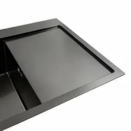 Кухонна мийка чорна PVD 78x48 L Platinum Handmade (два отвори, круглий сифон 3,0/0,8), Чорний - мініатюра 4