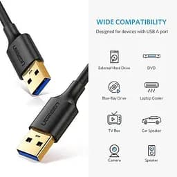 Кабель Ugreen US128 USB 3.0 A Male to Male Cable 1 м чорний (10370) - мініатюра 3