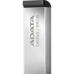 USB флеш накопичувач ADATA 64GB UR350 Silver-Black USB 3.2 (UR350-64G-RSR/BK) - мініатюра 3