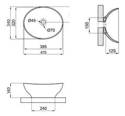 Раковина накладна Qtap Dove 415x340x140 мм, Matt Black, овальна, без донного клапана QT06116062AMB - мініатюра 5