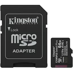Карта памяти microSDXC (UHS-1) Kingston Canvas Select Plus Gen3 64Gb class 10 А1 (R-100MB/s) (адаптер SD)
