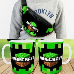 Набор: Сумка-бананка+ Кружка майнкрафт "Minecraft" детская с принтом (00128)