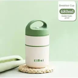 Термос для їжі - ланчбокс FOOD 0.68л харчовий термос з контейнером white-green - мініатюра 4