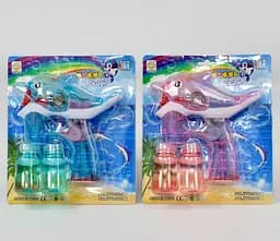 Пістолет з мильними бульбашками Дельфін НТ 010 В світло, звук, на батарейках, 2 запаски, на аркуші (6983884240233) МІКС