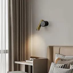 Бра зі спотом у чорно-латунному корпусі 14х9 см Line F Арт. B326/1 BK|AB