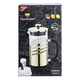 Френч-прес чайник скляний Haus Roland 1 літр з фільтром фактурний, чорний TS Kitchen HP33537B - мініатюра 7