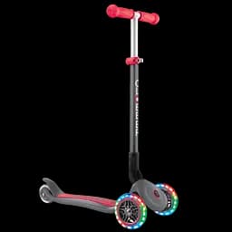 Самокат Globber Primo foldable lights, колеса с подсветкой, серо-красный (432-120-2)