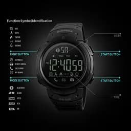 Спортивний смарт годинник Skmei 1301 Шагомер Bluetooth удароміцні Чорні - мініатюра 5