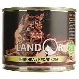 Вологий корм для котів Landor індичка з кроликом 200 г