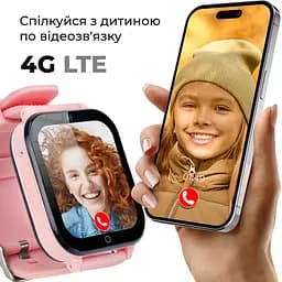 Дитячий GPS-годинник JETIX DF100 Pro Kids з вібродзвінком, 4G відеодзвінком і ліхтариком (Pink) - мініатюра 2