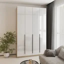 Шафа 4-дверна з антресоллю MebelStar Оскар Gloss BL-B, додаткова штанга 160x52x260 см Дуб сонома/Білий (MBS-5513)
