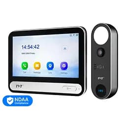 Комплект IP-відеодомофона з WiFi TVT TE-KT6101-001 Black: відеодомофон 7" TD-E2137-PE/TP/WF, відеопанель 2Mp TD-E3110-IC/PE/WF, кутовий кронштейн, монтажна коробка з козирком (82-00411)