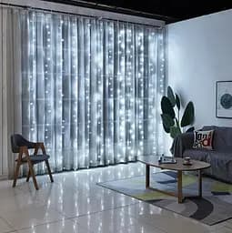 Гірлянда штора Водоспад 3х2.6 м 360 LED (прозорий шнур, з перехідником) Білий світ - мініатюра 4