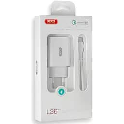 Зарядний пристрій XO L36 QC 3.0 18W/1USB + Type-C Cable White - мініатюра 2