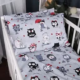 Комплект постільної білизни MirSon Kids Time 17-0672 Silver Owlets сірий 160 x 220 см (2200010184006) - мініатюра 2