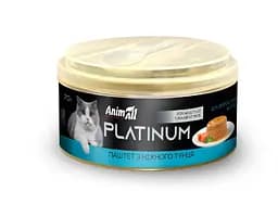 Влажный корм AnimAll Platinum для взрослых кошек, нежный паштет из тунца, 70 г