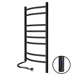 Електрична рушникосушка Navin Камелія 480x800 Sensor ліва з таймером, чорний муар 12-207133-4880, Чорний матовий, Ліве, Електронний