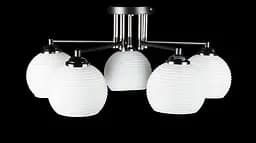 Люстра стельова Splendid Ray LGH60024/5, 5xE27, 220В, 55 см, чорний метал, хром, біле скло, сучасний стиль