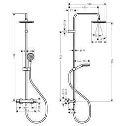 Душова система Hansgrohe Vernis Blend Showerpipe Reno 220 26276670 чорна матова - мініатюра 2