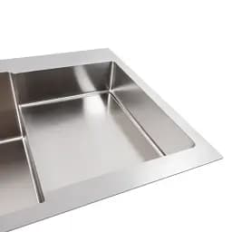 Кухонна мийка Platinum Handmade 78x50С R з нержавіючої сталі 3.0 мм квадратний сифон 78x50x22 см сатин - мініатюра 3