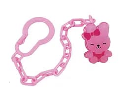 Ланцюжок для пустушки Lindo Зайка з кліпсою, рожевий (Pk 217 роз)