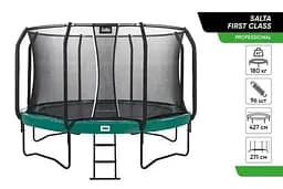 Батут Salta First Green, круглый, 427 см, зеленый (5374G)