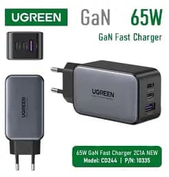 Зарядний пристрій Ugreen CD244 USB-A + 2 x USB-C 65 Вт GaN Tech Fast Charger сірий - мініатюра 3
