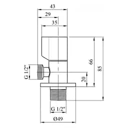 Кран приладовий кутовий Karro KR-3120 New латунь 1/2"х1/2" Хром 30412 - мініатюра 2