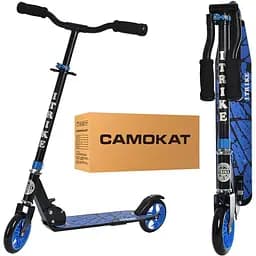 Самокат детский iTrike складной 32х10.5х79-90 см Черно-синий 000223047