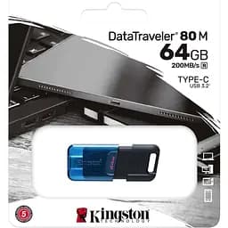 USB Flash Kingston 64GB USB 3.2 Data Traveler 80M Type-C Black/Blue, Retail - мініатюра 4
