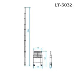 Сходи телескопічні алюмінієві Intertool висота 3180 мм х 10 ступенів LT-3032 - мініатюра 3
