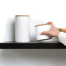 Ємність для зберігання МВМ My Home, 1100 мл, біла (KP-18 L WHITE/WOOD) - мініатюра 5