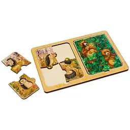 Дерев'яний пазл-вкладиш Їжачки та ведмеді Ubumblebees (ПСД186) PSD186 в рамці - мініатюра 2