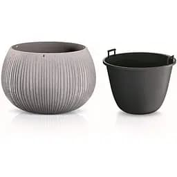 Горщик для квiтiв Prosperplast Beton Bowl круглий з вкладишем, 150 мм, бетон (65926-422) - мініатюра 2