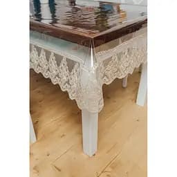 Силиконовая скатерть с бежевым кружевом Петек 15 см 300х120 см