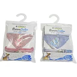 Ошейник с поводком и банданой Croci Bana Sailor нейлон 20-30 см/120 см голубой