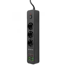 Мережевий фільтр Proove Power Strip P-03 (3 розетки + 4 USB + 2 Type-C) 2М black (PSP342420001)