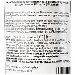 Вино L'Acino Ljudmila 2019 IGT, біле, сухе, 12,5%, 0,75 л (890032) - мініатюра 5