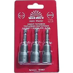 Набір торцевих головок магнітних Vitals Master 12 мм 1/4"x65 мм 3 шт. (187867)
