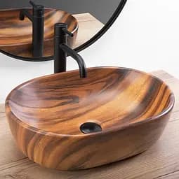 Умивальник Rea Amelia wood matt накладний REA-U5060, Коричневий - мініатюра 2