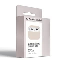 Силіконовий чохол для навушників Apple AirPods 3, Ultrathin Silicone Case, бежевий, захисний чохол, ультратонкий і легкий, захист від подряпин і пилу, м"який силікон, ArmorStandart (ARM60302) - мініатюра 3