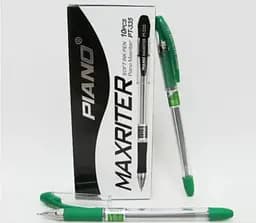 Ручка масляна Piano Maxriter, 0.6 мм, зелена, грип, 10 шт.