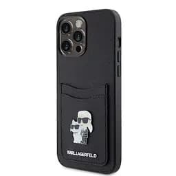 Чехол Karl Lagerfeld PU Saffiano Card Slot Metal Karl and Choupette Back Cover для iPhOne 15 Pro Max Black